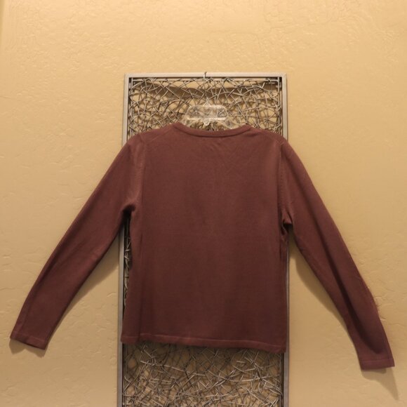 Garnet Hill Plum Embroidered Button Up Cardigan - Picture 4 of 4